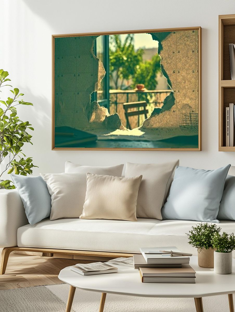 Tropical View Through Broken Wall Poster. — room view 2