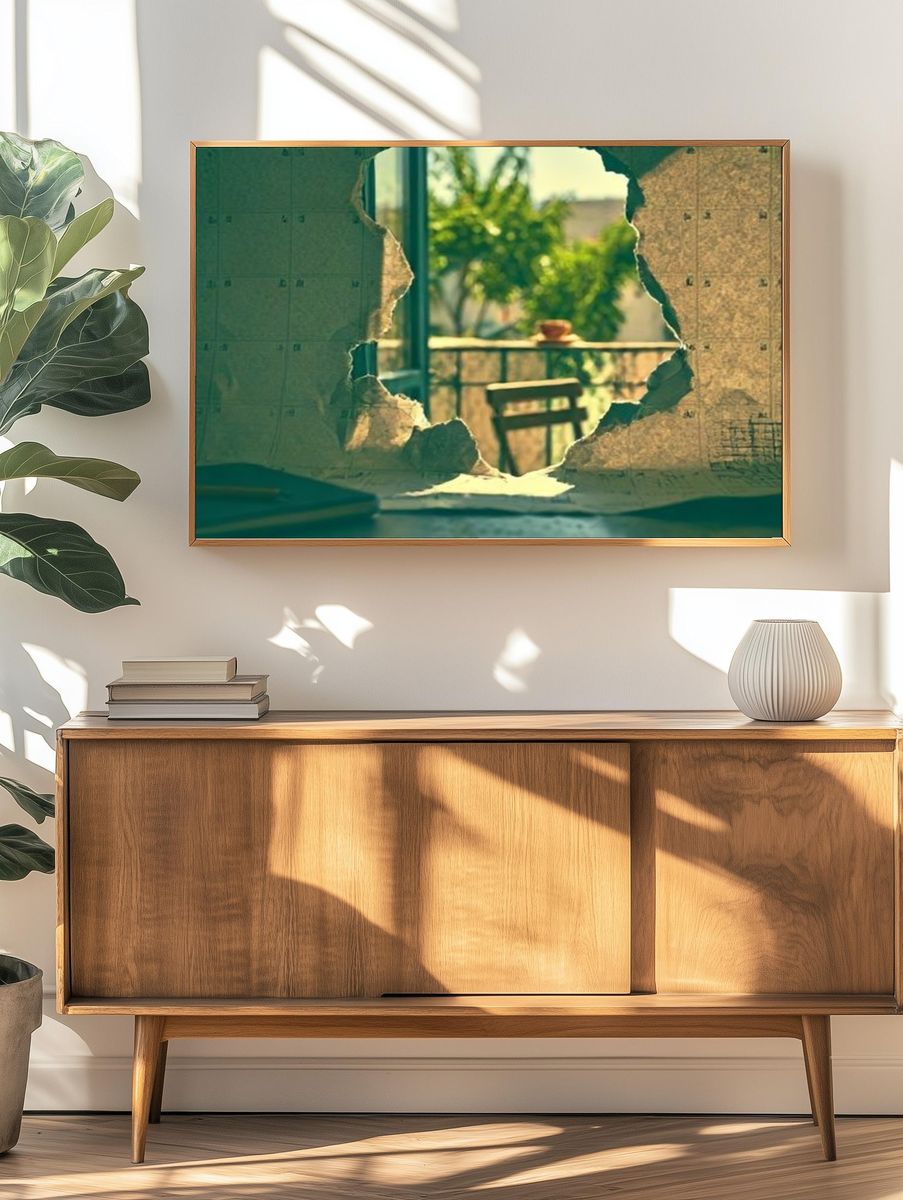 Tropical View Through Broken Wall Poster. — room view 3