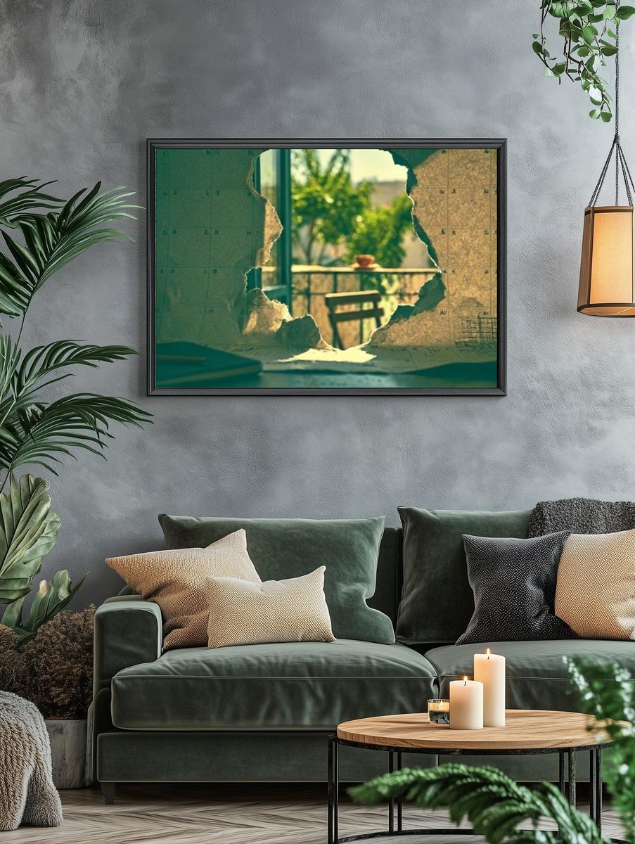 Tropical View Through Broken Wall Poster. — room view 4