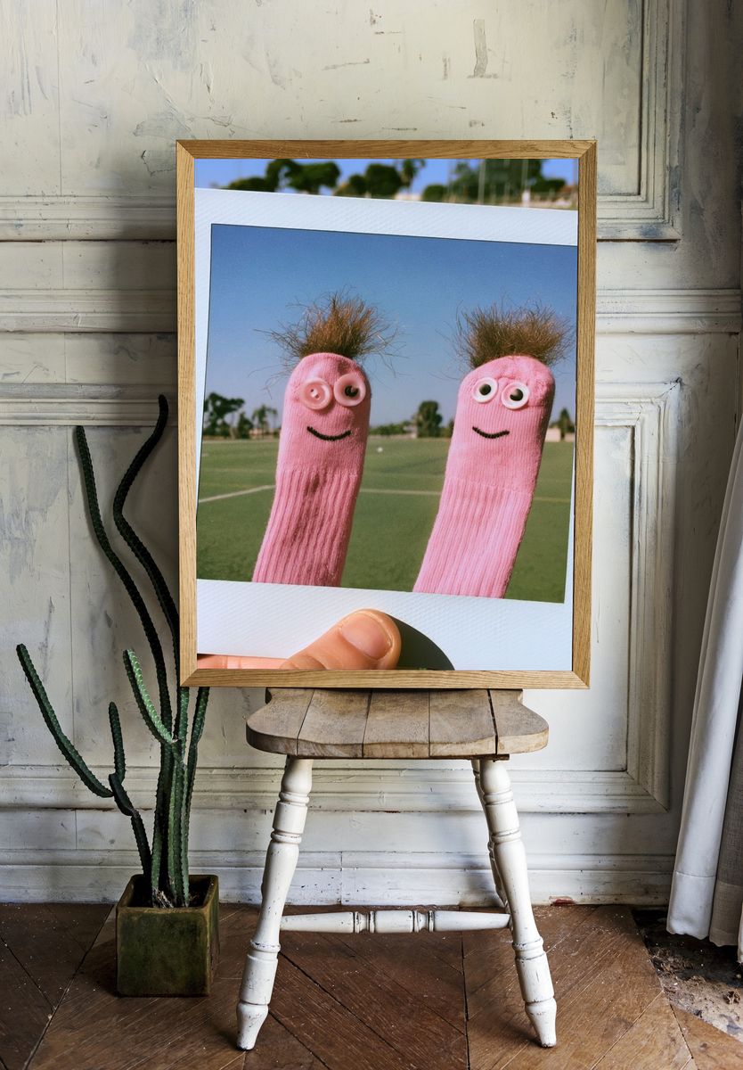 Pink Sock Puppets Photography Poster. — room view 1