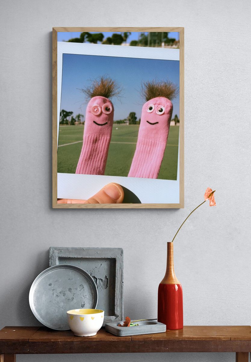 Pink Sock Puppets Photography Poster. — room view 3