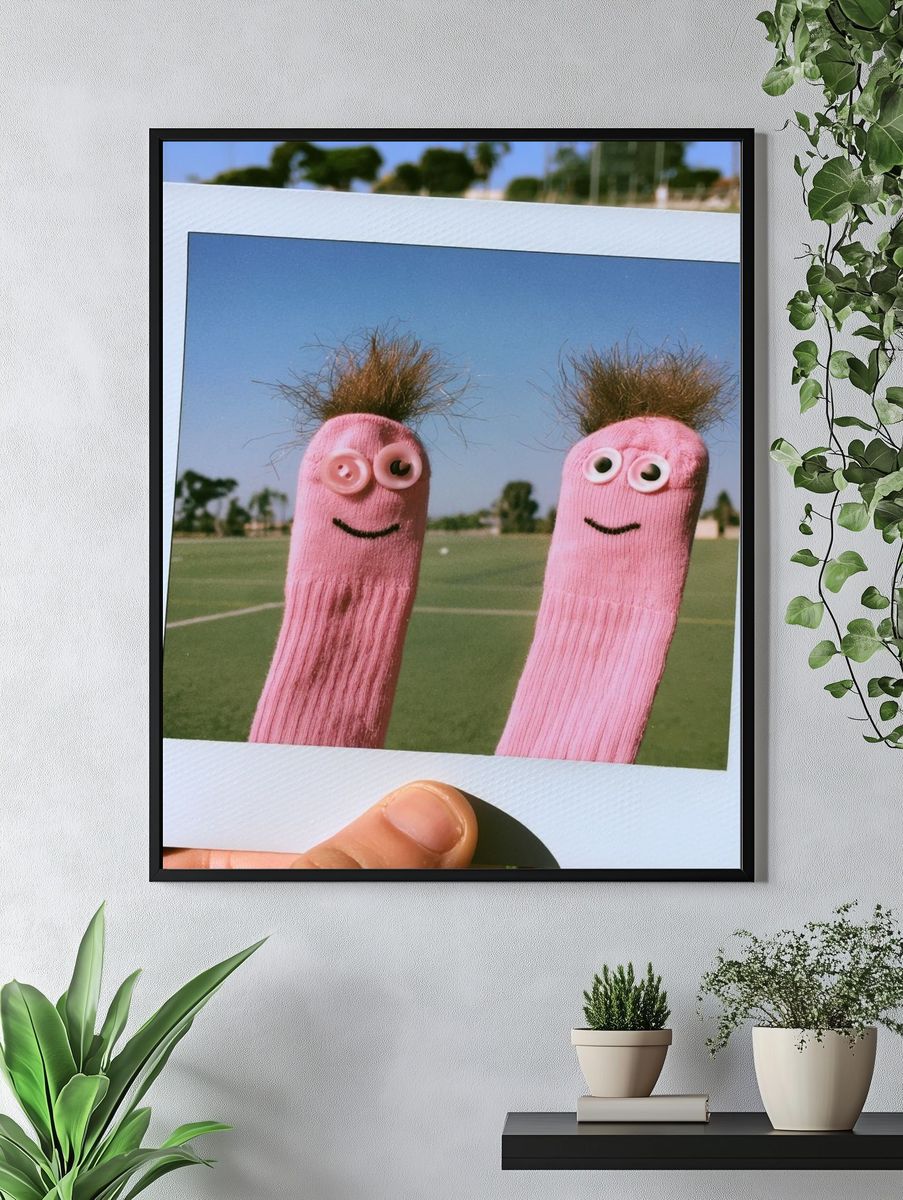 Pink Sock Puppets Photography Poster. — room view 4