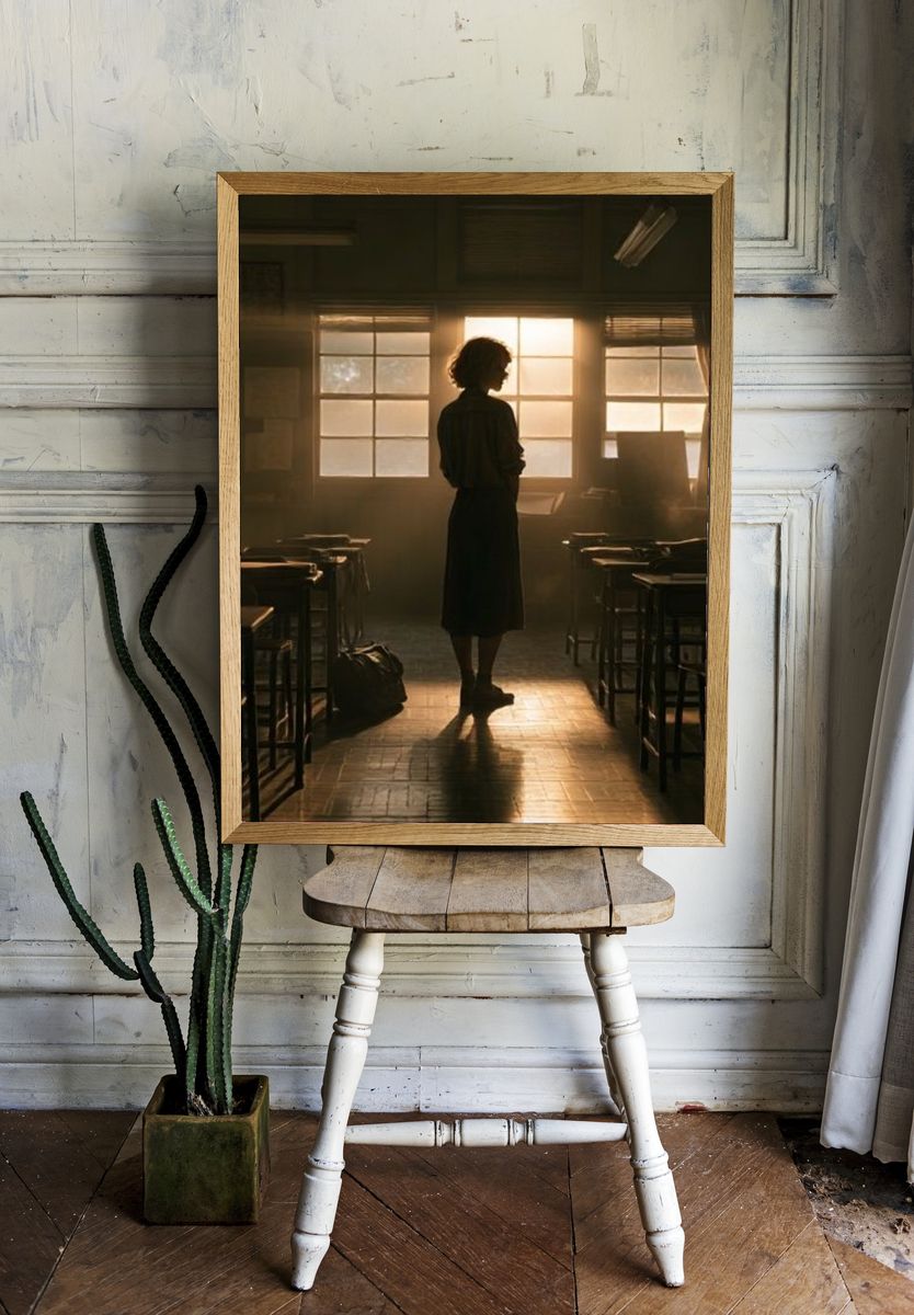 Backlit Classroom Silhouette Photography Poster. room preview