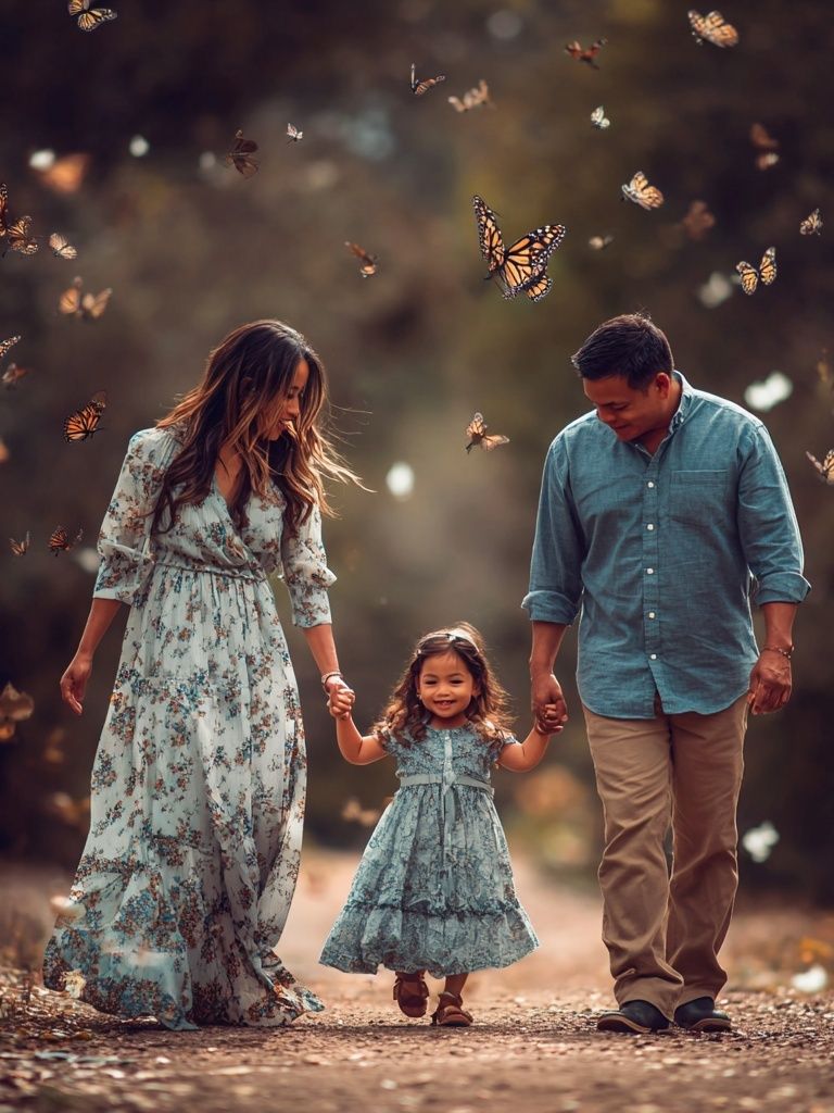 Butterfly Family Walk Photography Poster. poster detail