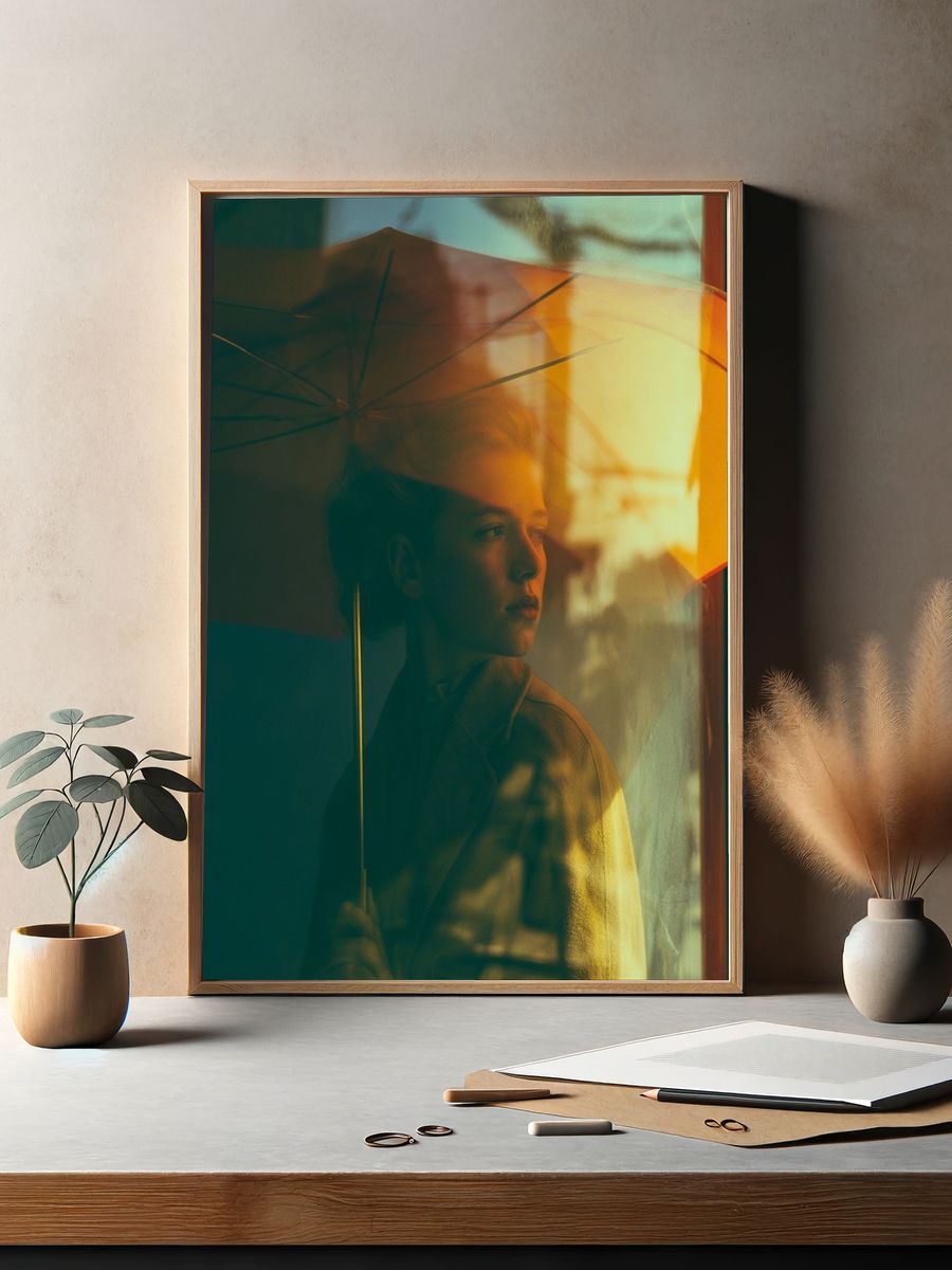 Boy with Umbrella Photography Poster. — room view 2
