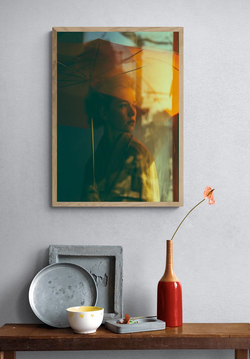 Boy with Umbrella Photography Poster. — room view 3