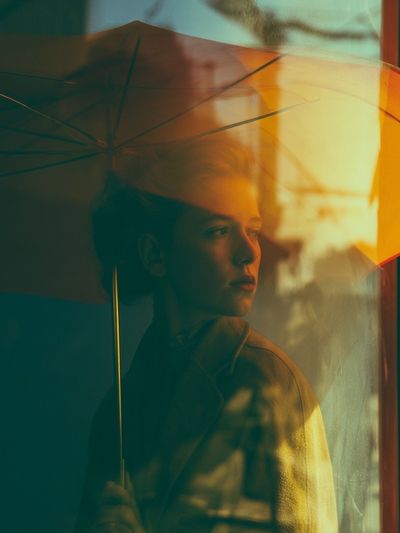 Boy with Umbrella Photography Poster.