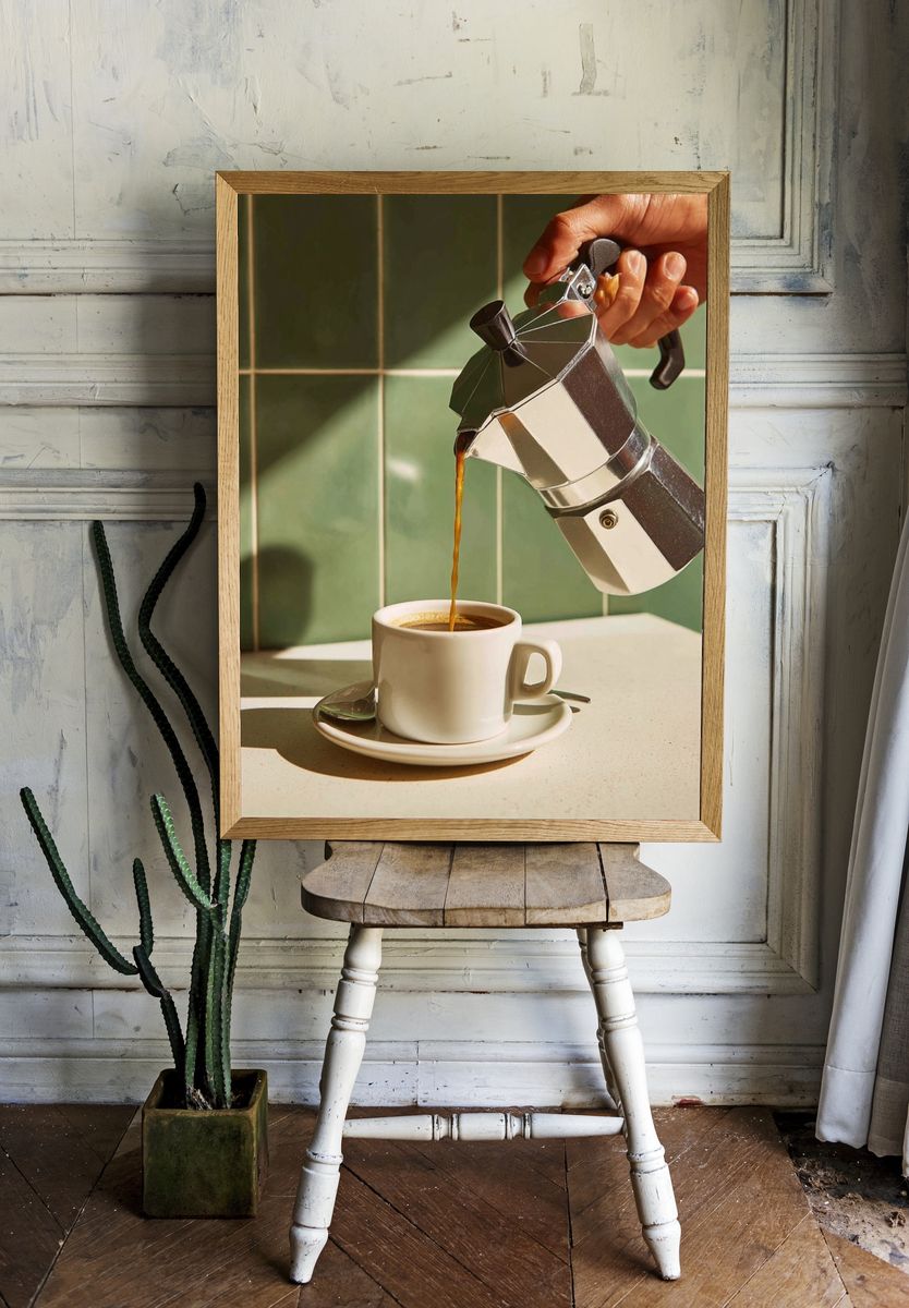 Morning Espresso Coffee Photography Poster. — room view 1