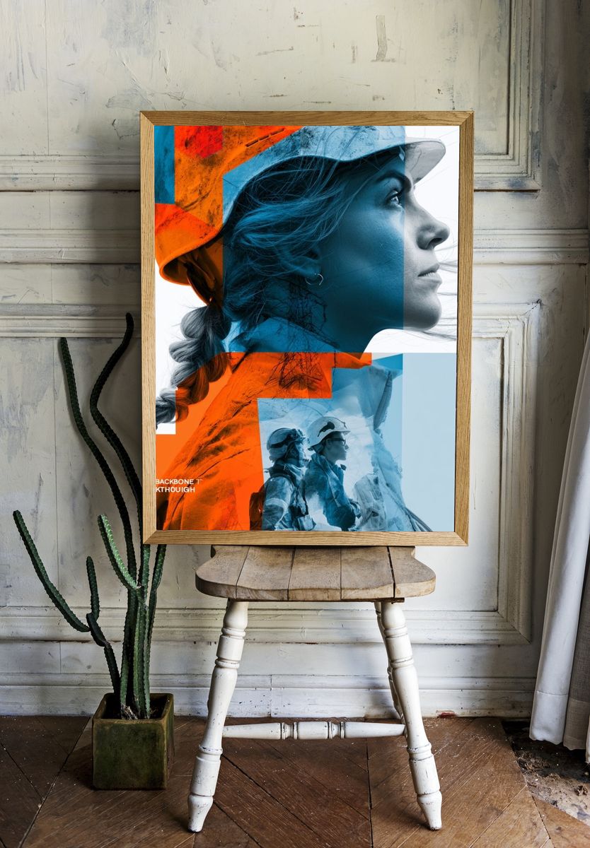 Woman in Helmet Photography Poster. — room view 1