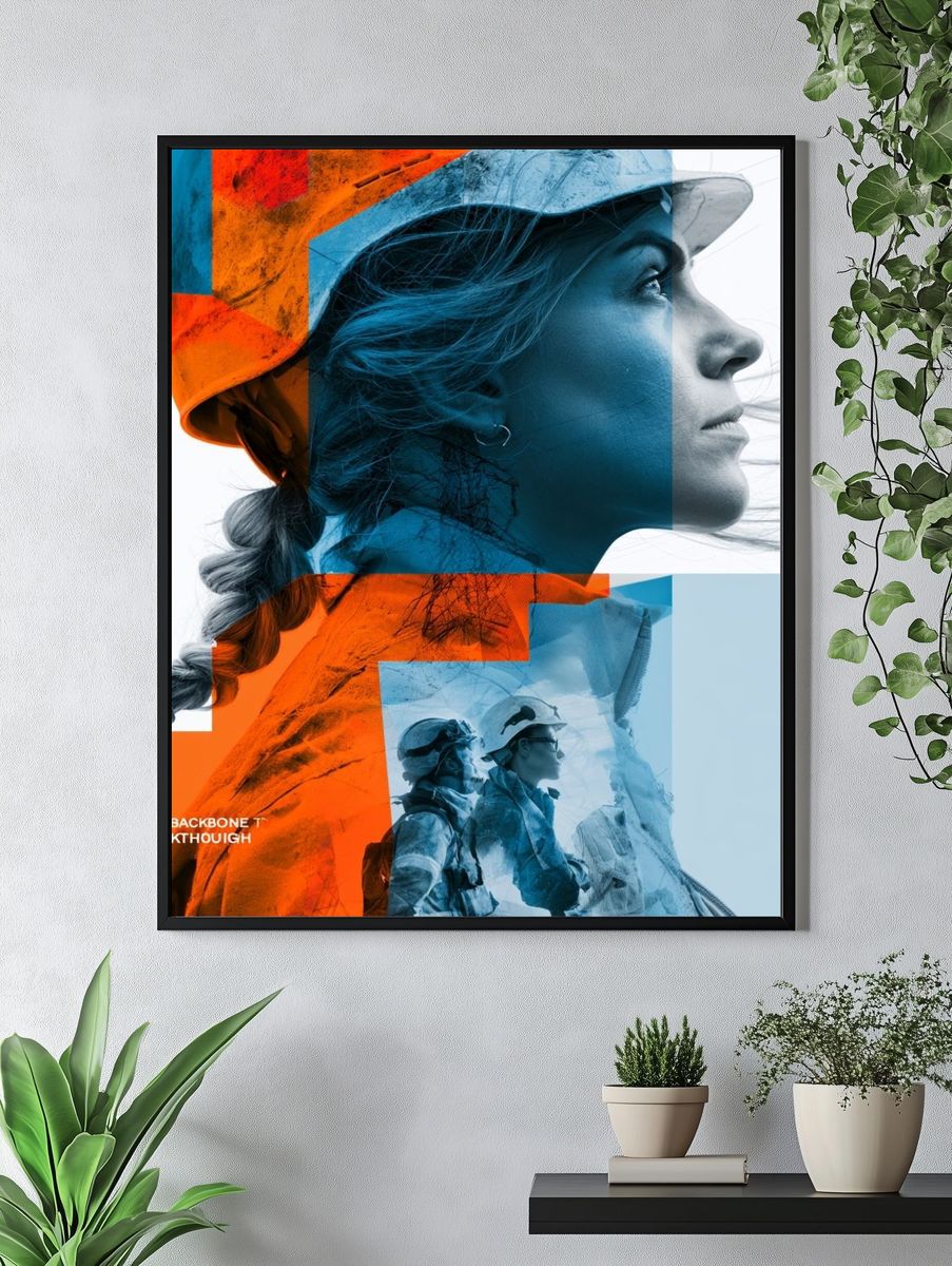 Woman in Helmet Photography Poster. — room view 4