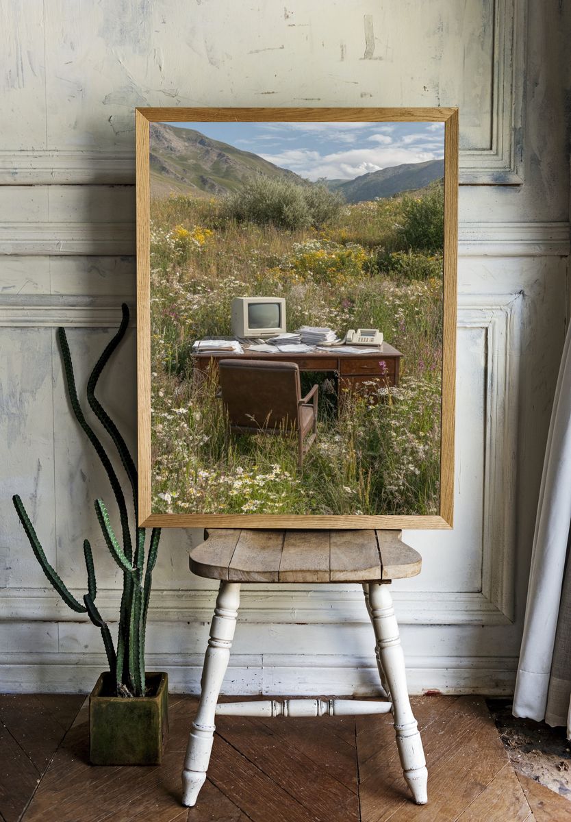Vintage Office in Wildflower Meadow Poster. — room view 1