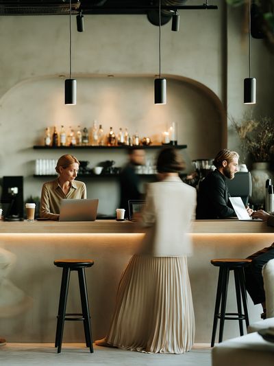 Modern Cafe Interior Photography Poster. poster