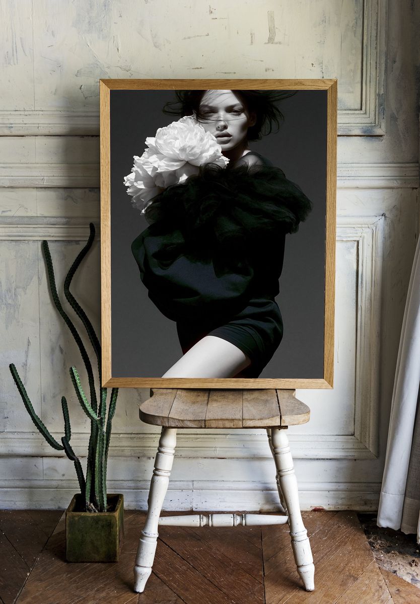 Monochrome Fashion Portrait Poster. — room view 1