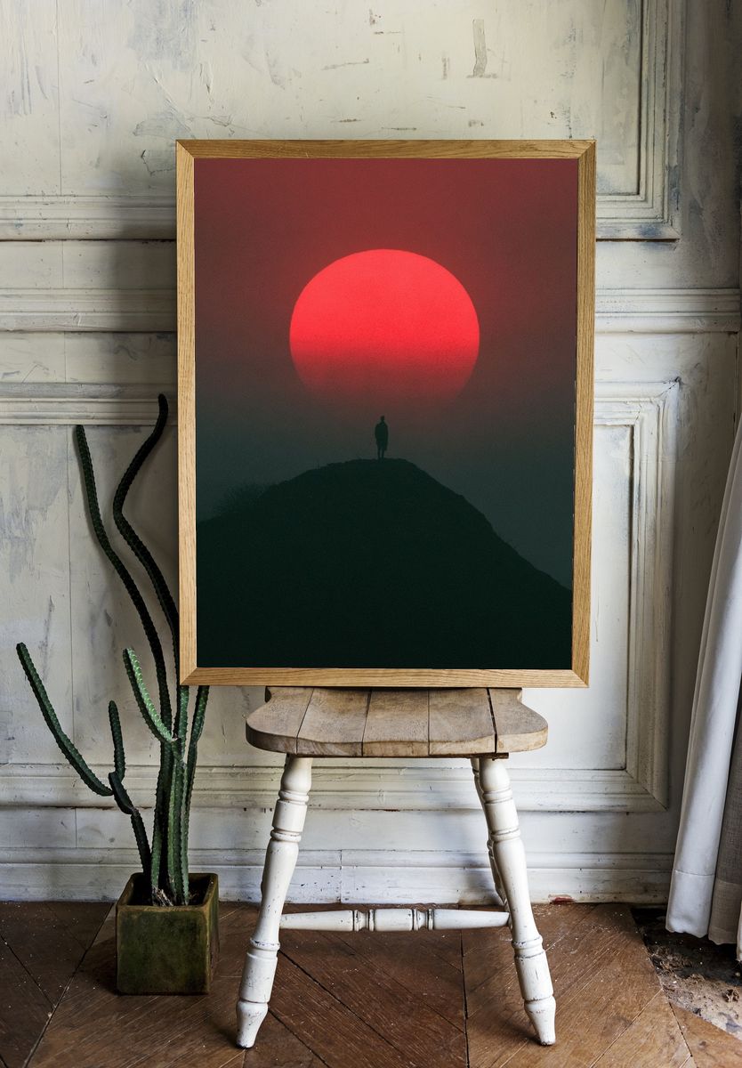 Red Sun Silhouette Photography Poster. — room view 1