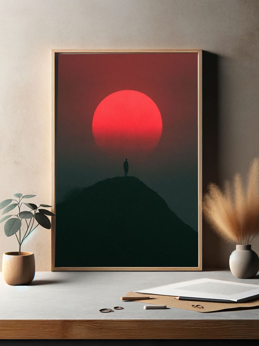 Red Sun Silhouette Photography Poster. — room view 2