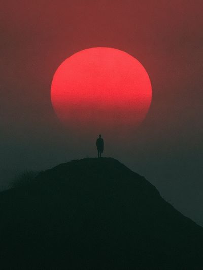 Red Sun Silhouette Photography Poster.