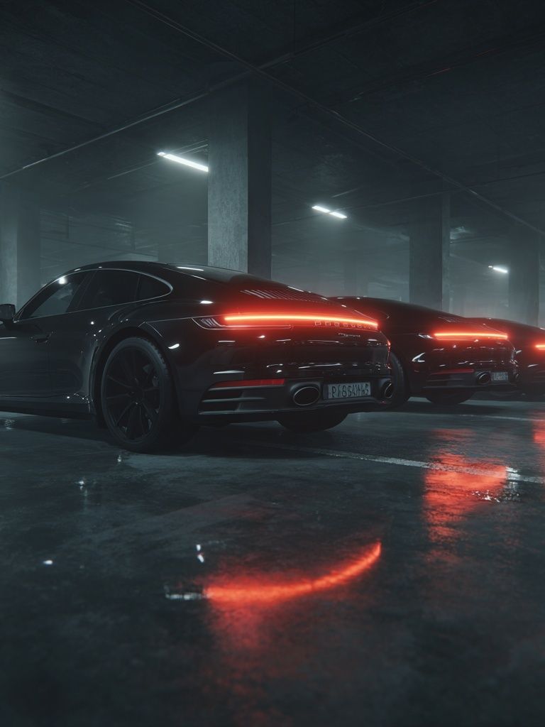 Neon Sports Cars Garage Photography Poster. poster — photography art