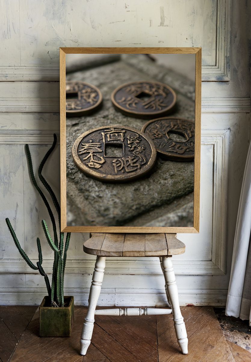 Ancient Chinese Coins Photography Poster. — room view 1