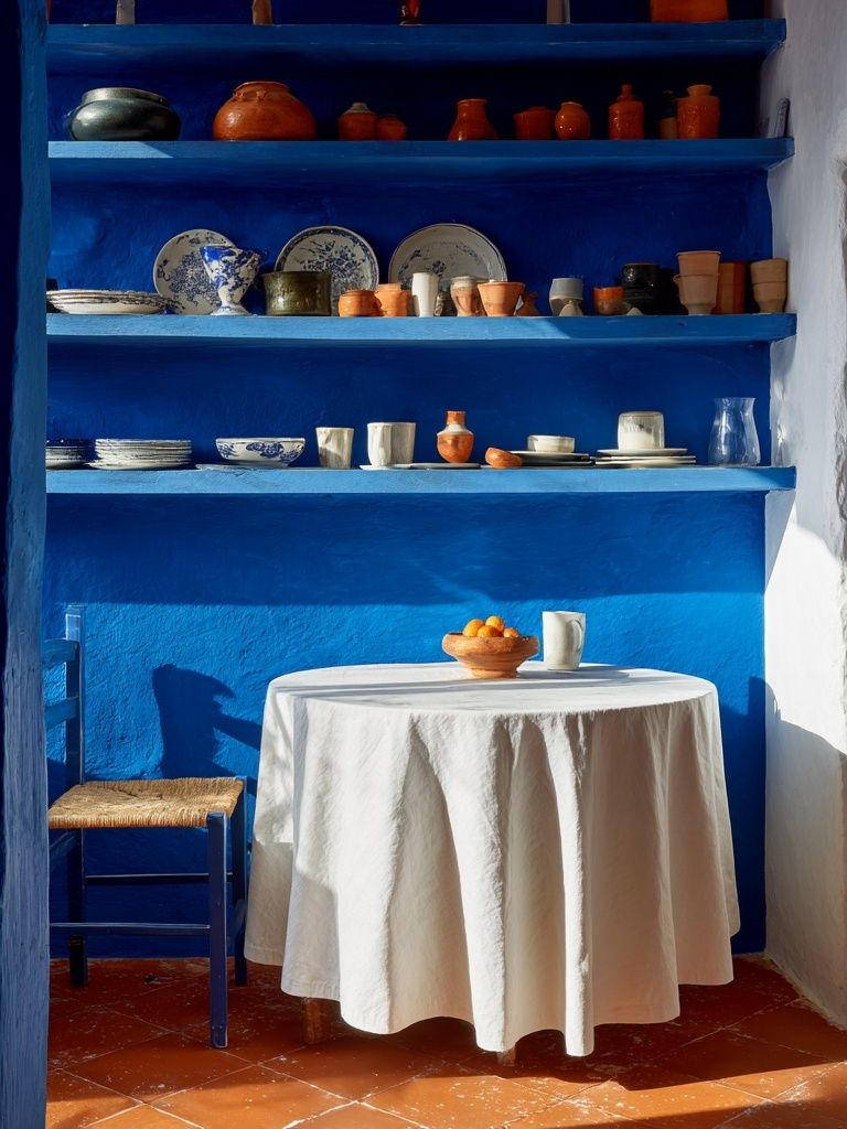 Blue Mediterranean Interior Photography Poster. poster detail