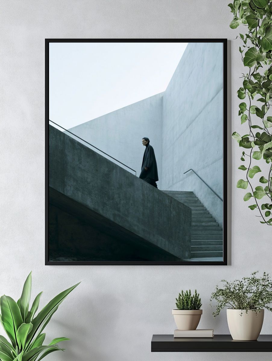 Concrete Stairway Portrait Poster. — room view 4