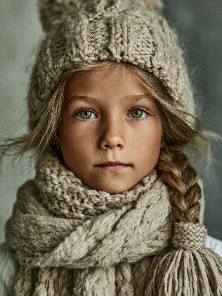 Knitted Winter Portrait Poster. poster detail
