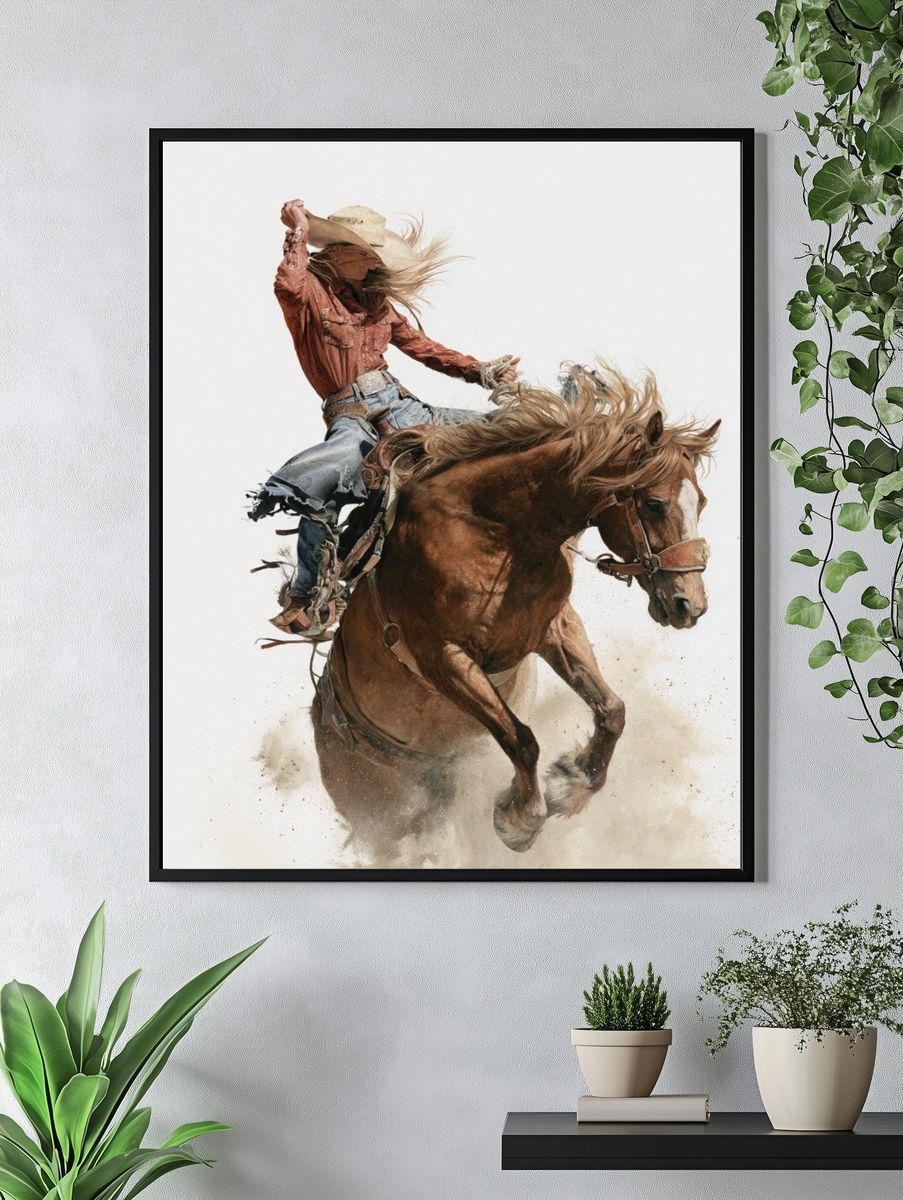 Cowgirl Rodeo Horse Photography Poster. — room view 4