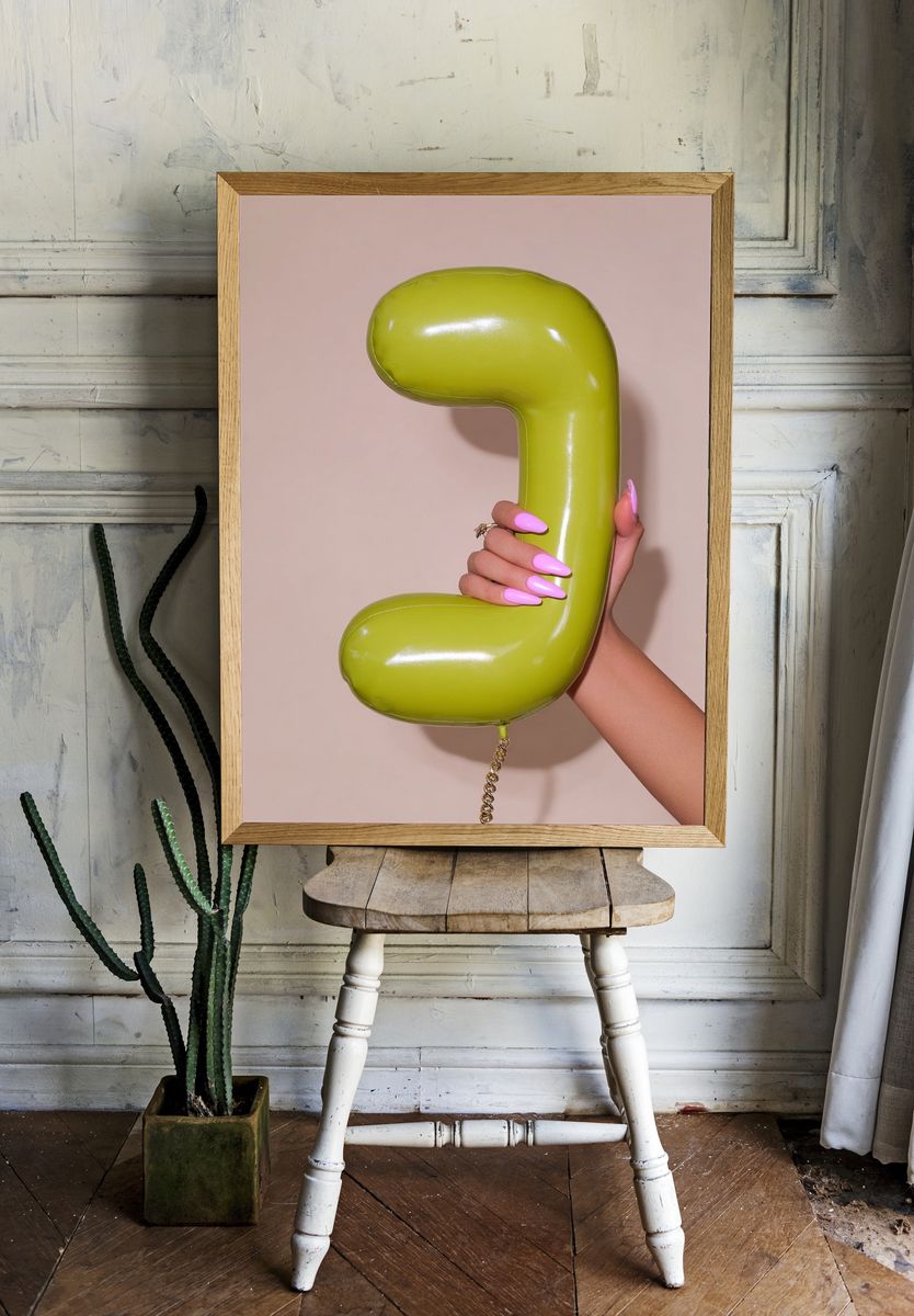 Lime Balloon Phone Photography Poster. — room view 1