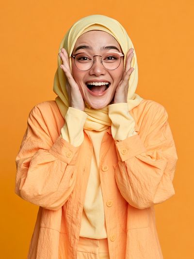 Joyful Hijab Portrait Photography Poster. poster
