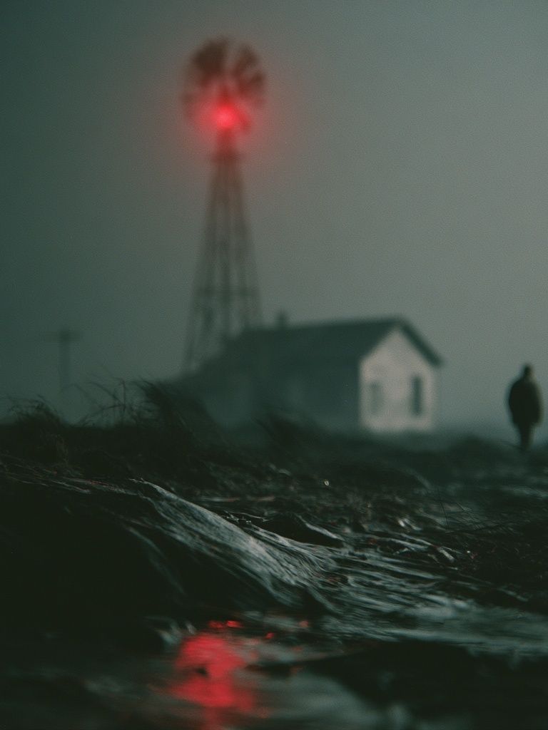 Foggy Lighthouse Nightscape Poster. poster detail