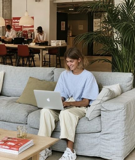 Cozy Laptop Café Photography Poster. poster detail