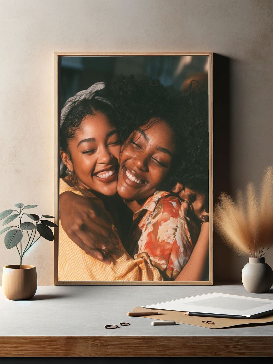 Joyful Embrace Photography Poster. — room view 2