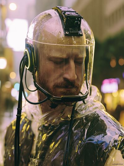 Futuristic Helmet Portrait Print. poster print