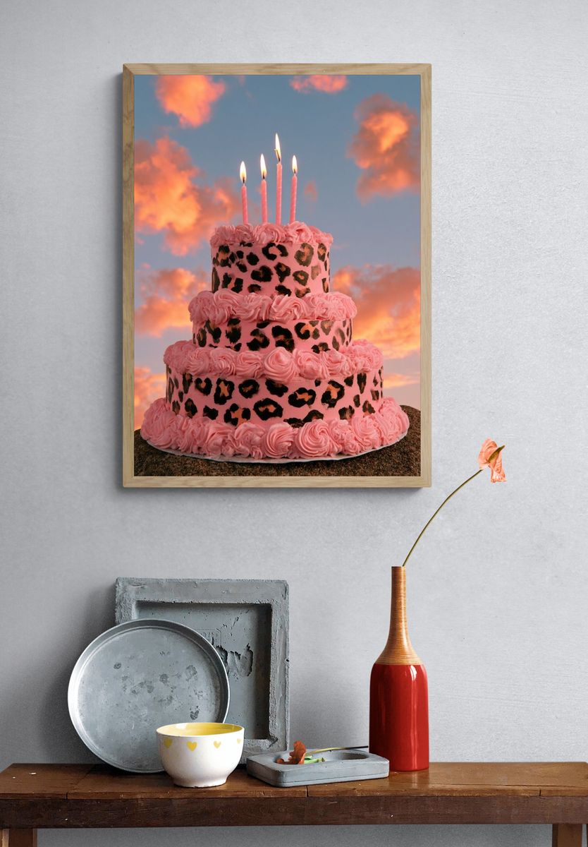 Pink Leopard Cake Photography Poster. — room view 3