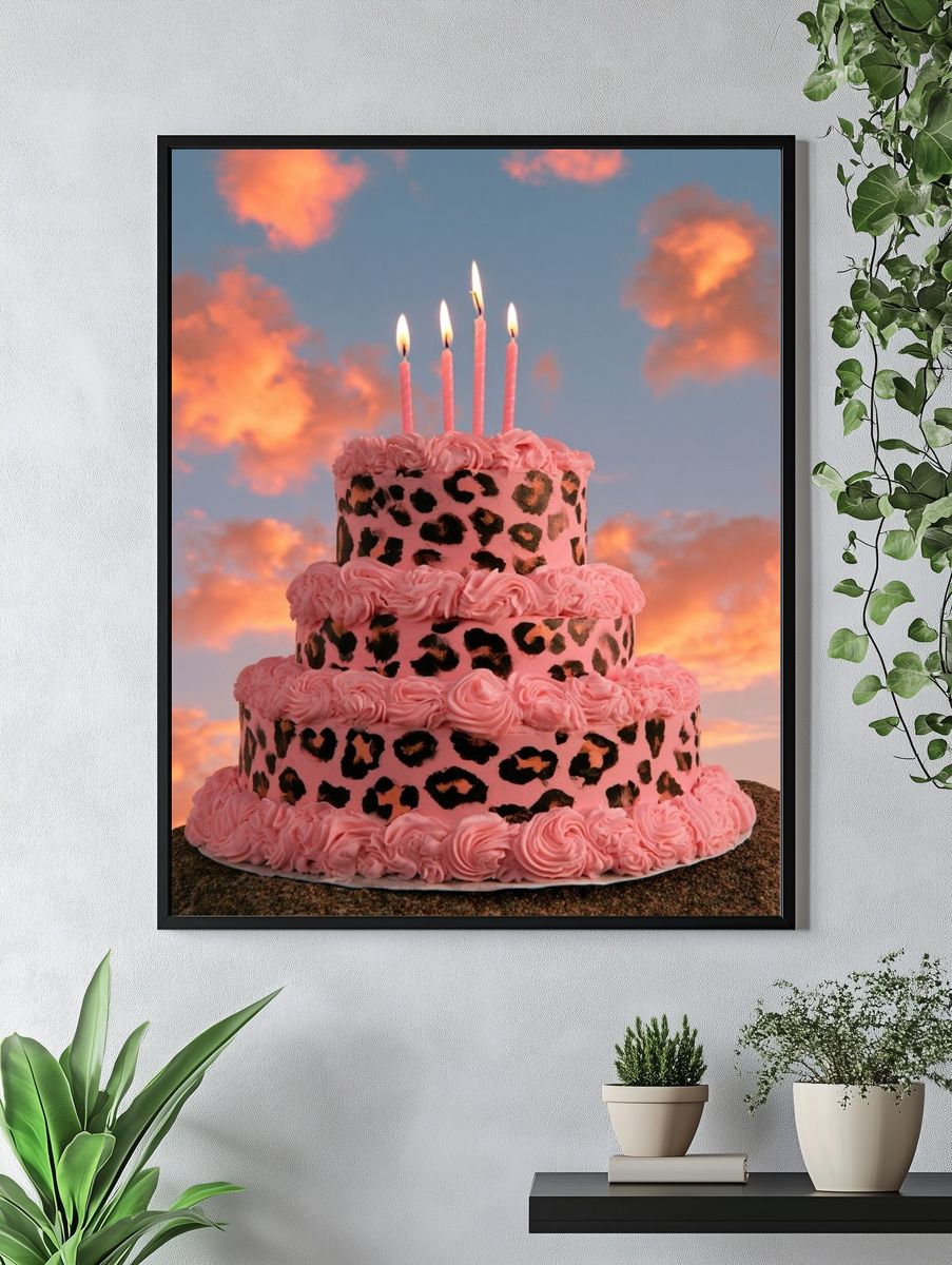 Pink Leopard Cake Photography Poster. — room view 4