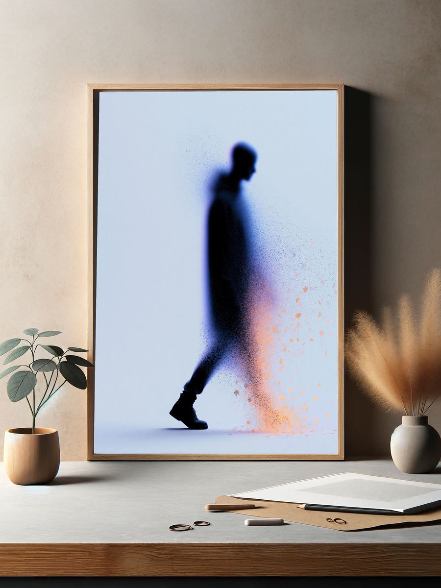 Disintegrating Figure Photography Poster. — room view 2