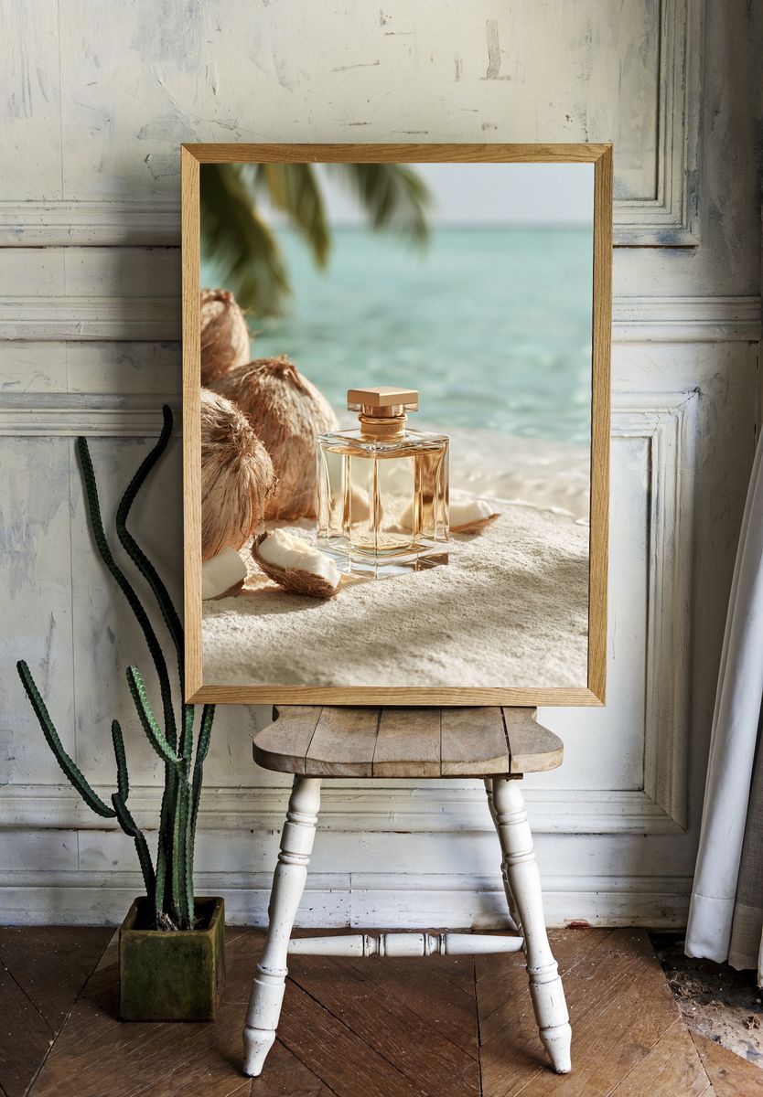 Tropical Coconut Perfume Photography Poster. room preview