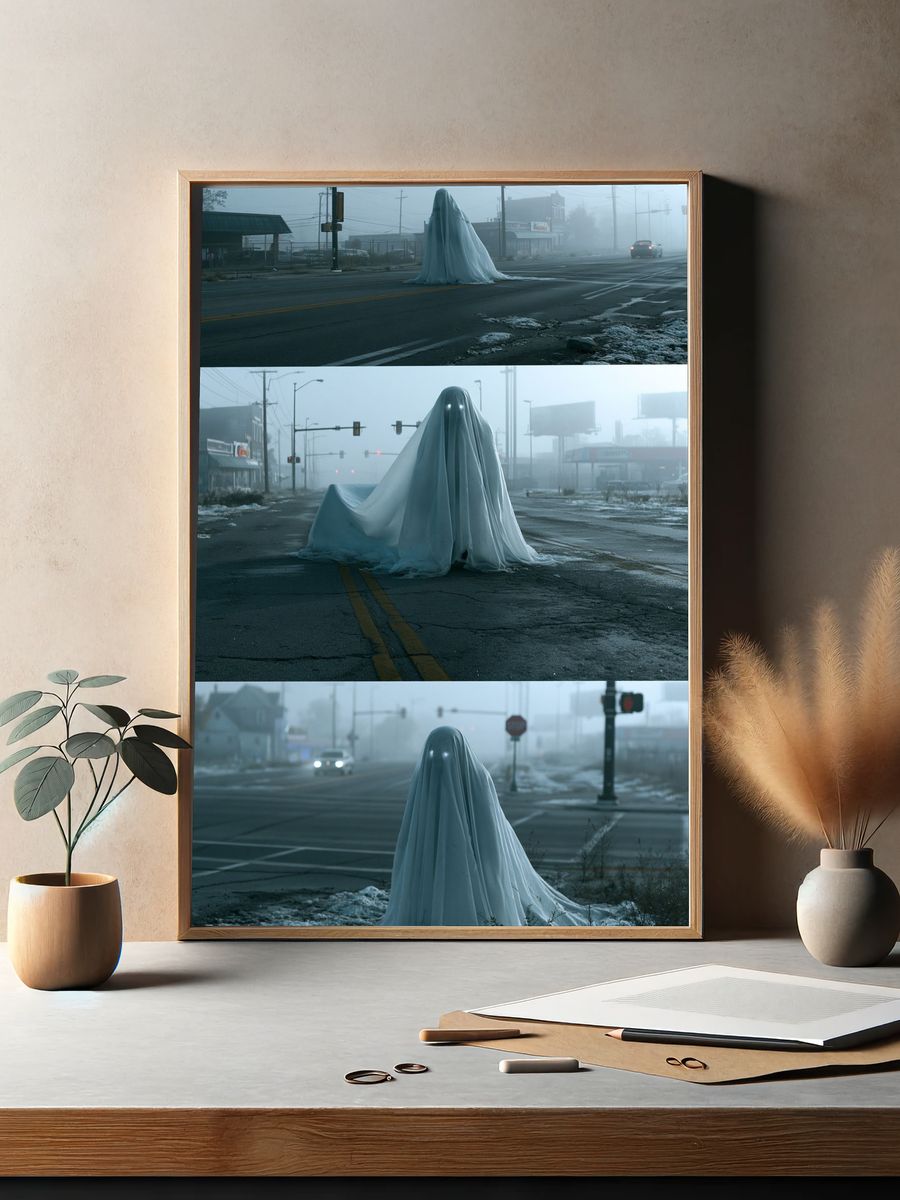 Ghostly Street Scene Photography Poster. — room view 2