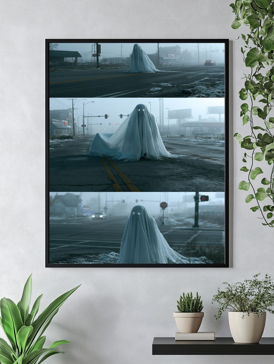 Ghostly Street Scene Photography Poster. — room view 4