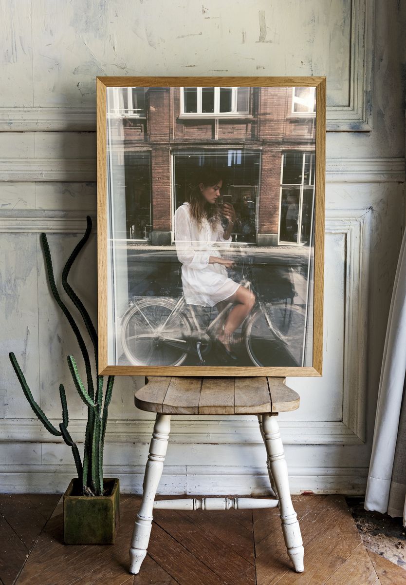 Urban Bicycle Reflection Photography Poster. — room view 1