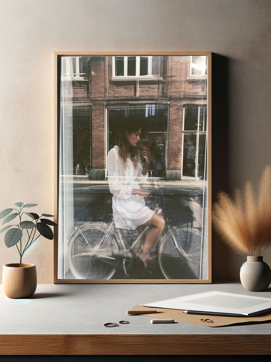 Urban Bicycle Reflection Photography Poster. — room view 2