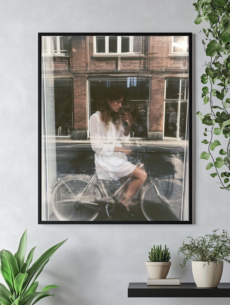 Urban Bicycle Reflection Photography Poster. — room view 4