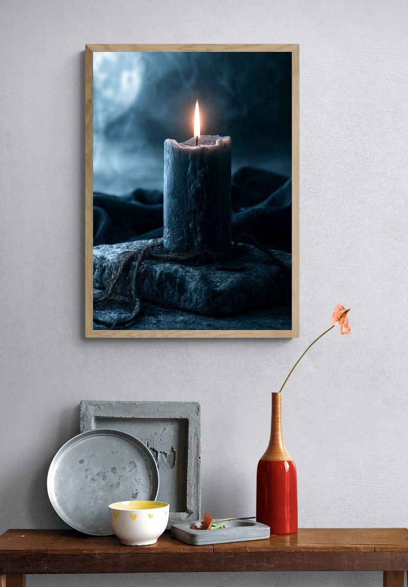 Moody Candle Still Life Poster. — room view 3