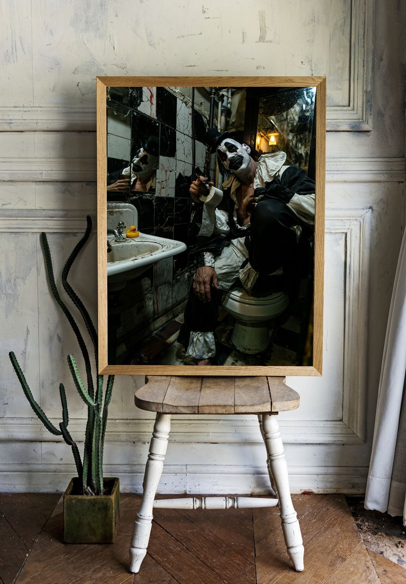 Creepy Clown Bathroom Photography Poster. — room view 1
