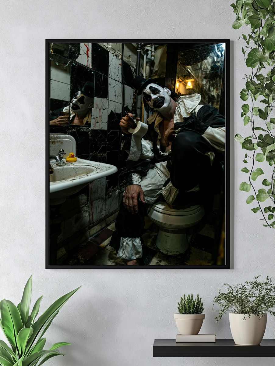 Creepy Clown Bathroom Photography Poster. — room view 4