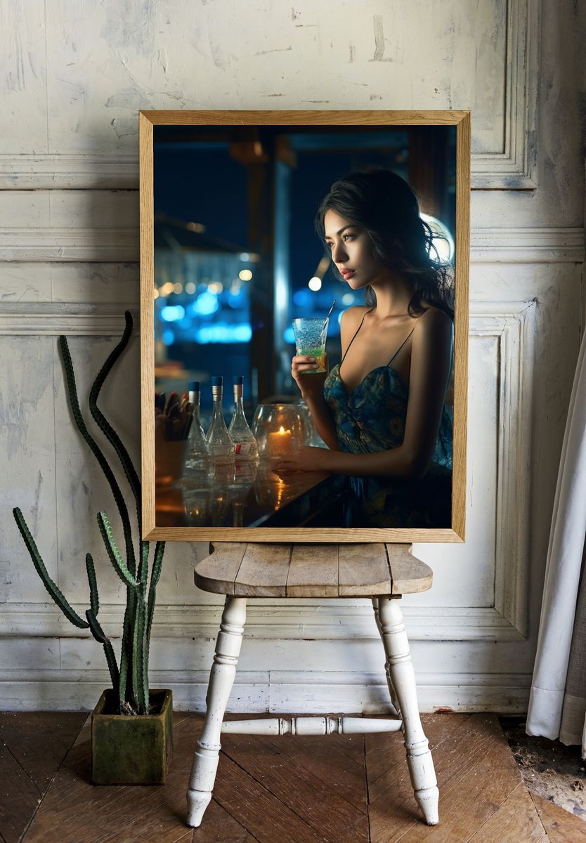 Neon Bar Portrait Photography Poster. room preview