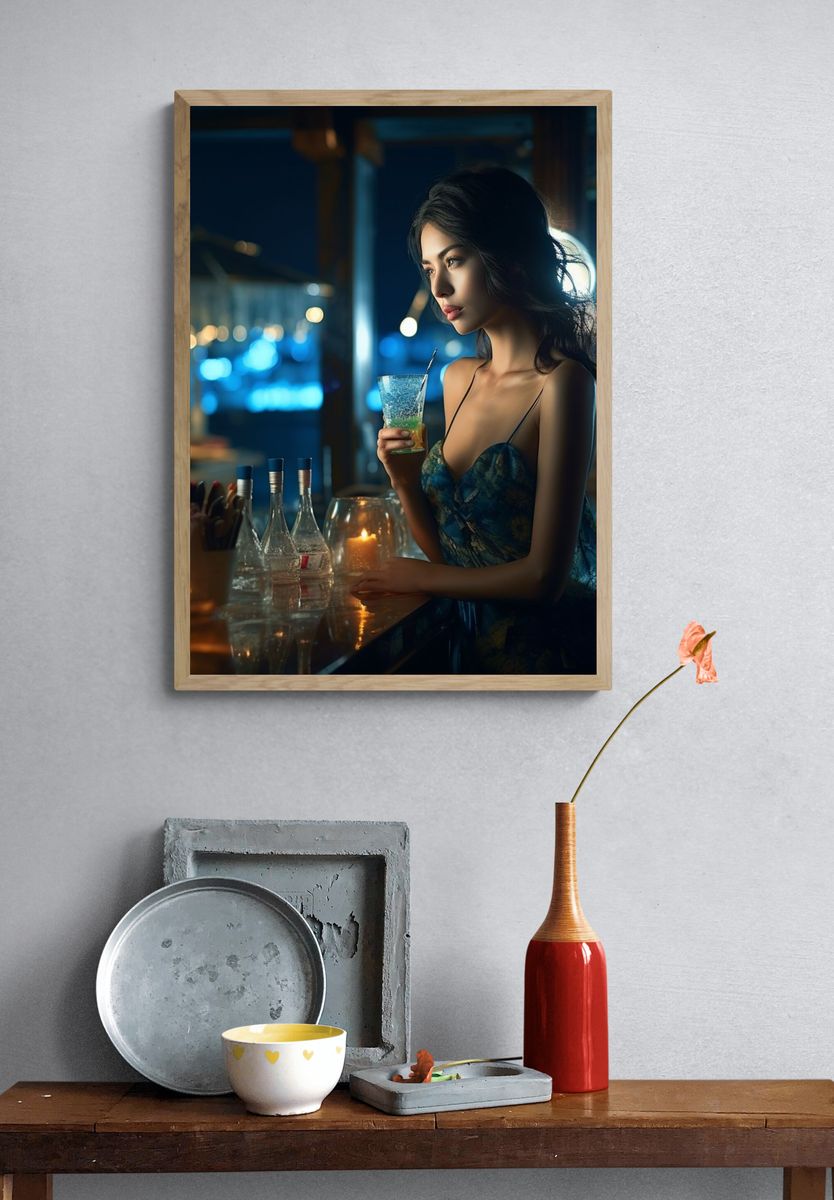 Neon Bar Portrait Photography Poster. — room view 3