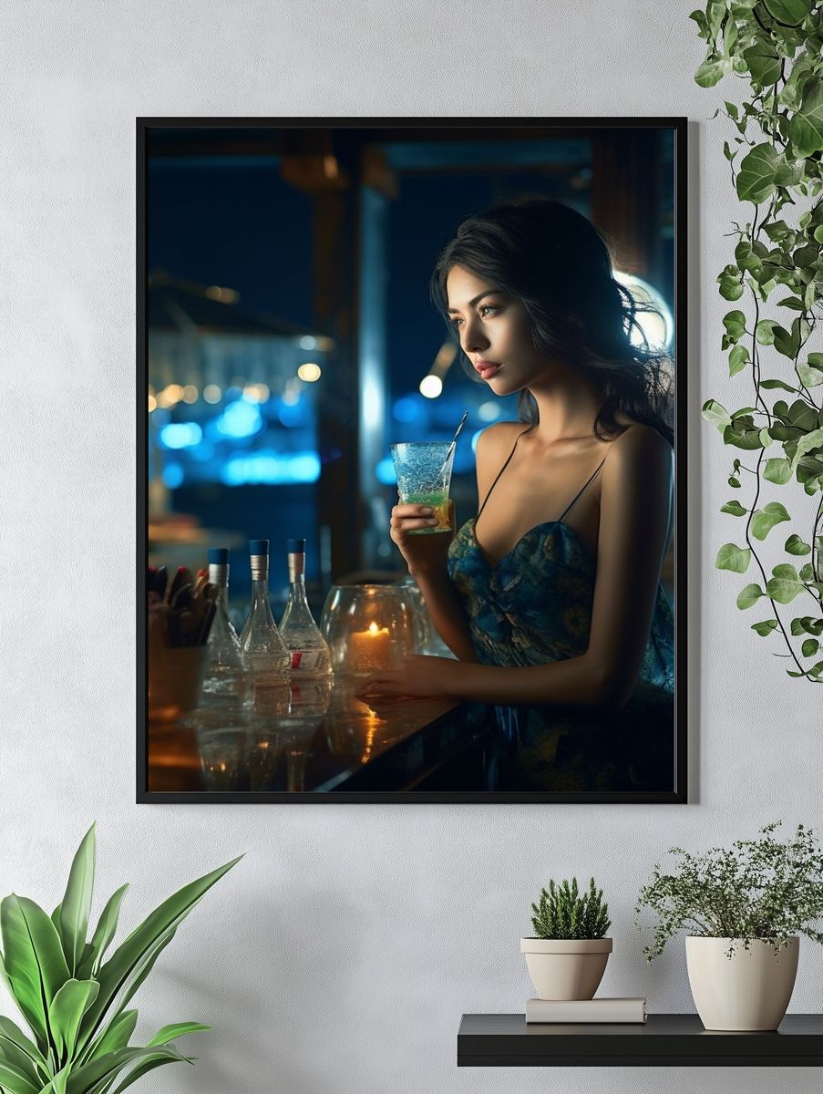 Neon Bar Portrait Photography Poster. — room view 4