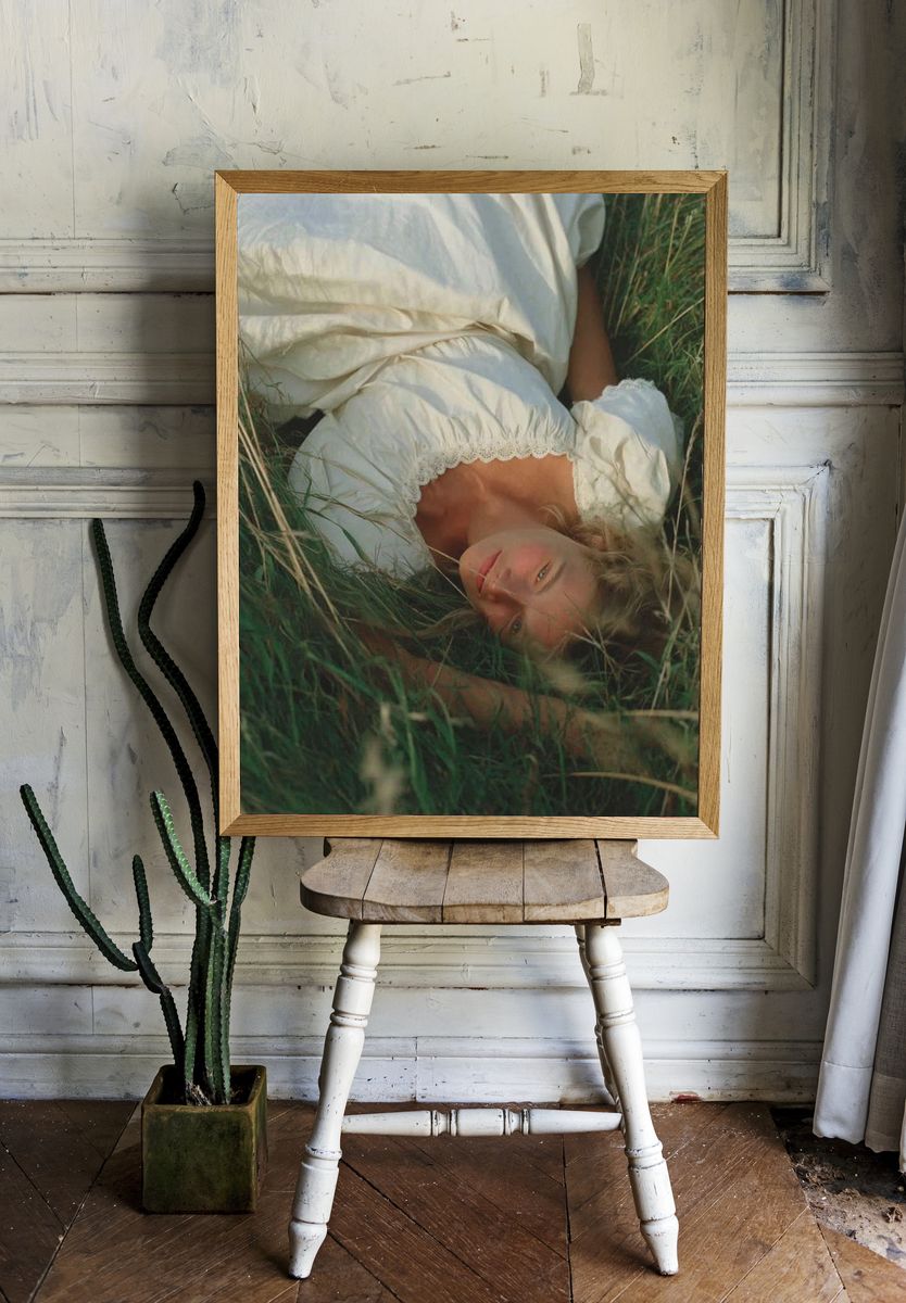 Woman in Meadow Photography Poster. — room view 1