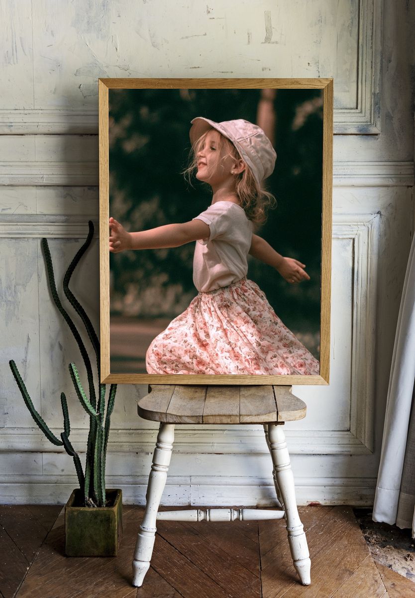 Joyful Child in Garden Photography Poster. — room view 1