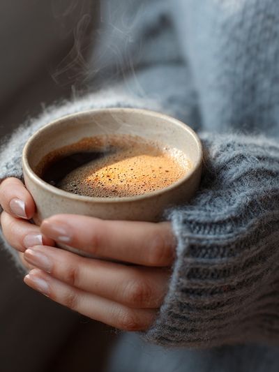 Cozy Coffee Hands Photography Poster. poster